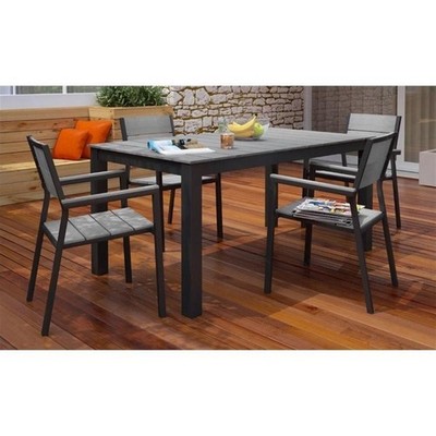 Modway Maine 5-Piece Modern Aluminum Patio Dining Set in Brown and Gray