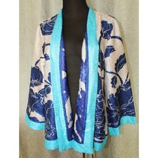Chicos Travelers Collection Reversible Floral Crushed Jacket Sz. 2/L Open front