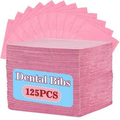 MAQIHAN 125 Dental Bibs Disposable - Dentist Pink 