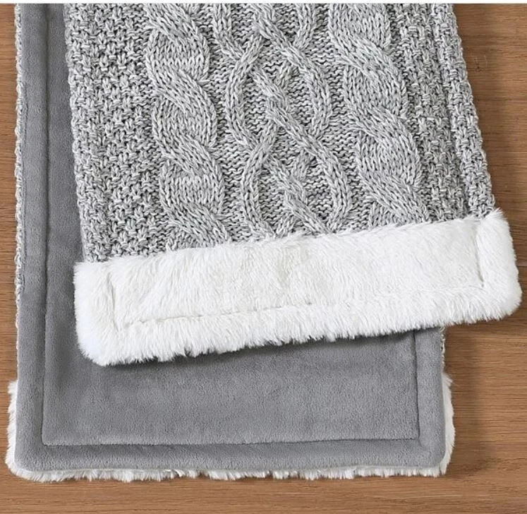 Koolaburra by UGG Carla Faux Fur Cable Knit Table Runner Gray 14 in x 72 in NEW - Image 2 of 4