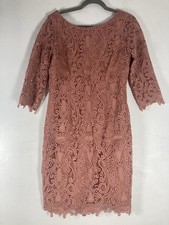 Eliza J Pink Lace Midi Dress - 3/4 Sleeve Size 8