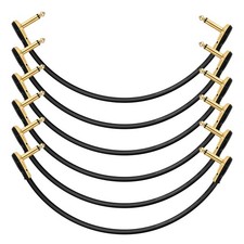 Donner Guitar Patch Cables Right Angle 12 Inch 30cm 1/4 12 Inch, Black