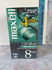 Maxell Video Cassette 4 Pack GX-Silver T-160 8 Hour Quality VHS Tapes New Sealed