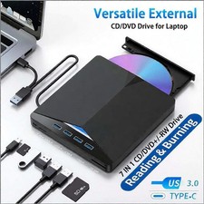 7 in 1 External USB 3.0 DVD CD RW Writer Drive Burner Reader Player For Laptop