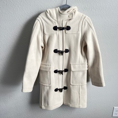 Saint James Toggle Wool Coat Heavy Cream Ivory Hooded Jacket Women's 4 France 36