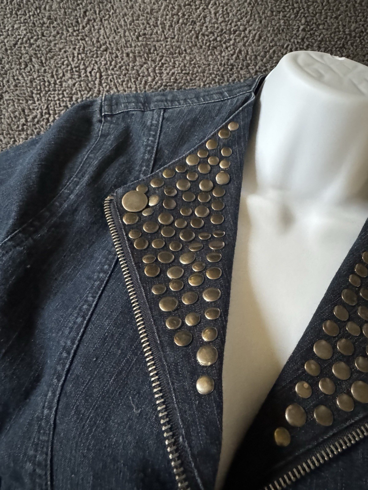 Ruby Rd. Studded Zip Front Short Jacket Dark Blue… - image 3