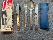 Vintage Imperial USA BOYS SCOUT OF AMERICA Hobo Knife Sheath Spoon Fork Set lot