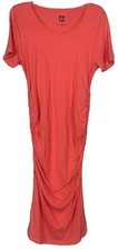 Pip & Vine Rosie Pope Maternity Maxi Dress Coral Pink Ruched Side Size M
