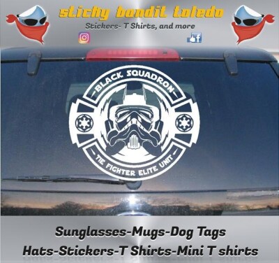 BLACK SQUADRON TIE FIGHTER Pilot Dark Star Wars Car Vinyl