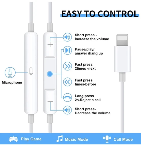 Aolcev Wired Earphones for iPhone In Ear Headphones Earbuds with Mic Noise Canx - Picture 6 of 7