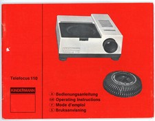 Kindermann Instruction Manual Telefocus 110 Slide Projector User Manual (Y5877