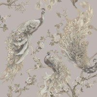 Holden Decor Menali Peacock Design Grey Glitter Wallpaper 35920