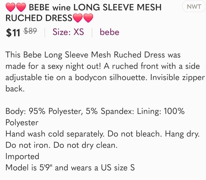 Bebe Addiction Mesh Front Dress Long Sleeve Sheer Accent Stretch XS | eBay