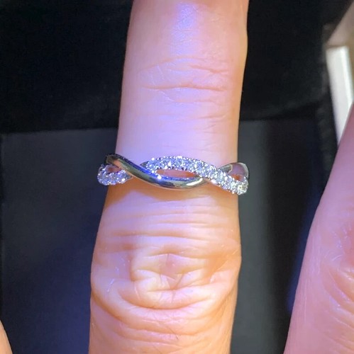 1Ct Round Lab-Created Diamond Infinity Half Eternity Ring 14K White Gold Plated - Picture 2 of 7