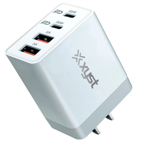 Cargador de pared Bower XYST de 4 puertos USB-A y USB-C 35 vatios máximo blanco electrónico - Imagen 2 de 3