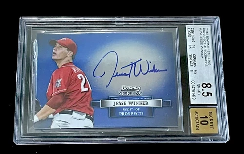 JESSE WINKER ROOKIE 2012 Bowman Sterling Prospect Autograph RARE BGS 8.5 Auto 10