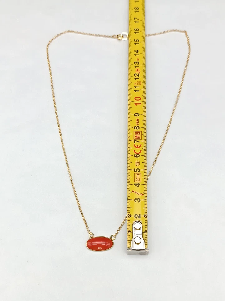 Collana donna corallo rosso di Sardegna naturale argento 925 placcato oro - Immagine 4 di 4