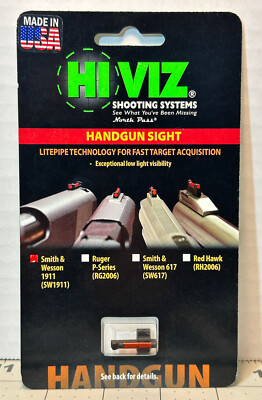 HIVIZ SW1911-R Smith & Wesson Model 1911 Overmolded Front Fiber Optic Sight, Red