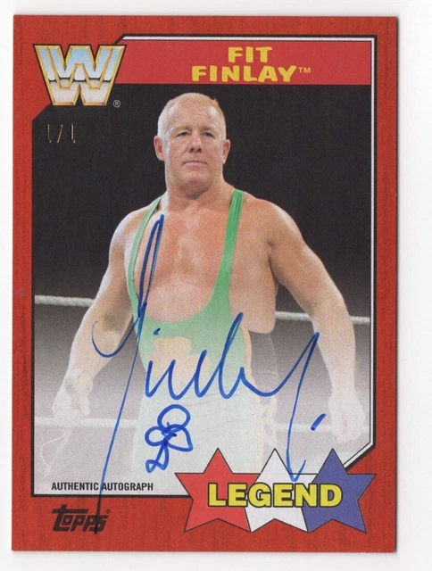 Fit Finlay 2017 Topps WWE Heritage Autograph Card Red Parallel True 1/1