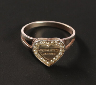 schöner 925er Silber Ring von Michael Kors, Herz mit CZ-Steinen, Grösse 56