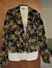 WOMEN'S JACKET-MINT CONDITION-NAVY w/ BEAUTIFUL BEIGE FLORAL DESIGN-DKNY JEANS-