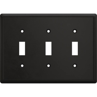 Mulberry Black Anodized Aluminum 3-Gang Switch Cover Wallplate Switchplate - 5pk