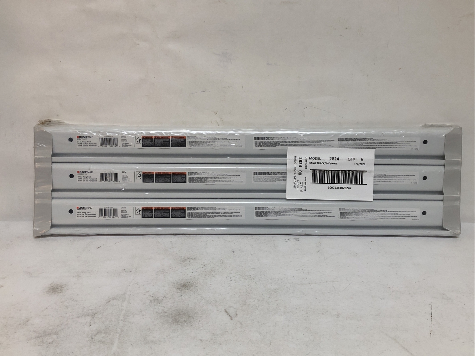 Lot Of (6) Heavy Duty ShelfTrack 24 in. White Hang Track By ClosetMaid