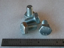 M10-1.50 X 15MM BOLTS  HEX HEAD  STEEL ZINC - 12 pcs