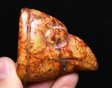 Ciondolo amuleto statua testa animale uccello intaglio vecchia giada cultura Hongshan Cina 5 cm