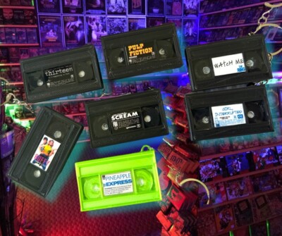 VHS MOVIE Tape Cassette Keychain 3D Printed w/ Resin- 90 s, Retro Gifts