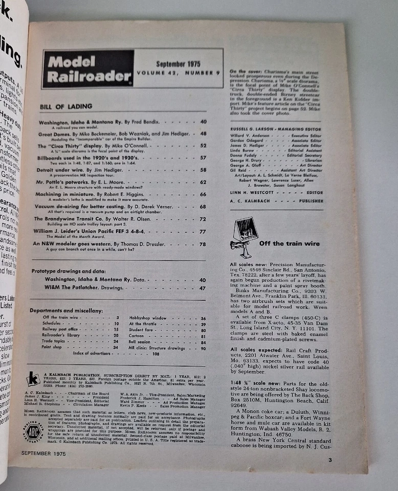 Model Railroader Magazine September 1975 - Image 2 of 2