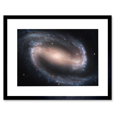 Hubble Weltraumteleskop vergitterte Spiralgalaxie NGC 1300 gerahmter Wandkunstdruck 12 x 16