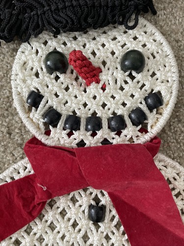 Vintage Handcrafted Handmade Rope Woven Christmas Santa 24” Hanging Card Holder - Picture 6 of 14