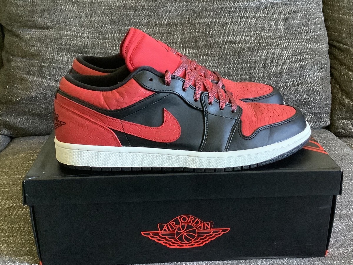 Nike Air Jordan 1 Low Bred Elephant Print 553558-013 Size 