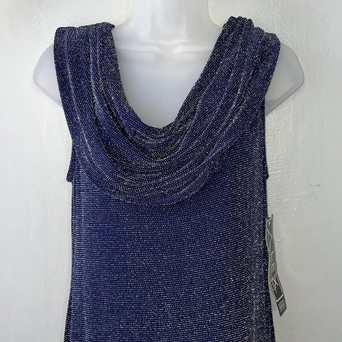 Vtg Alex Evenings Size 12 Blue Silver Metallic Dress Y2K Whimsigoth Slinky Event