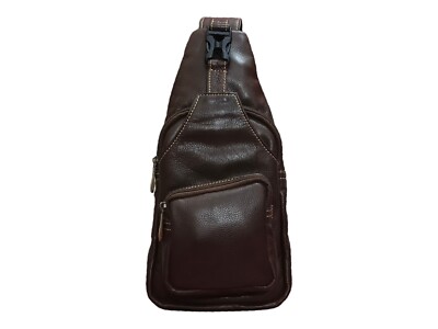 IVTG Genuine Leather Sling Bag For Men - Vintage Crossbody Chest Bag, Navy Blue