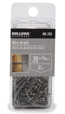 Bulldog Hardware Wire Brads Nails, #18 Gauge X 5/8 , Qty 2 Oz, #NB-205