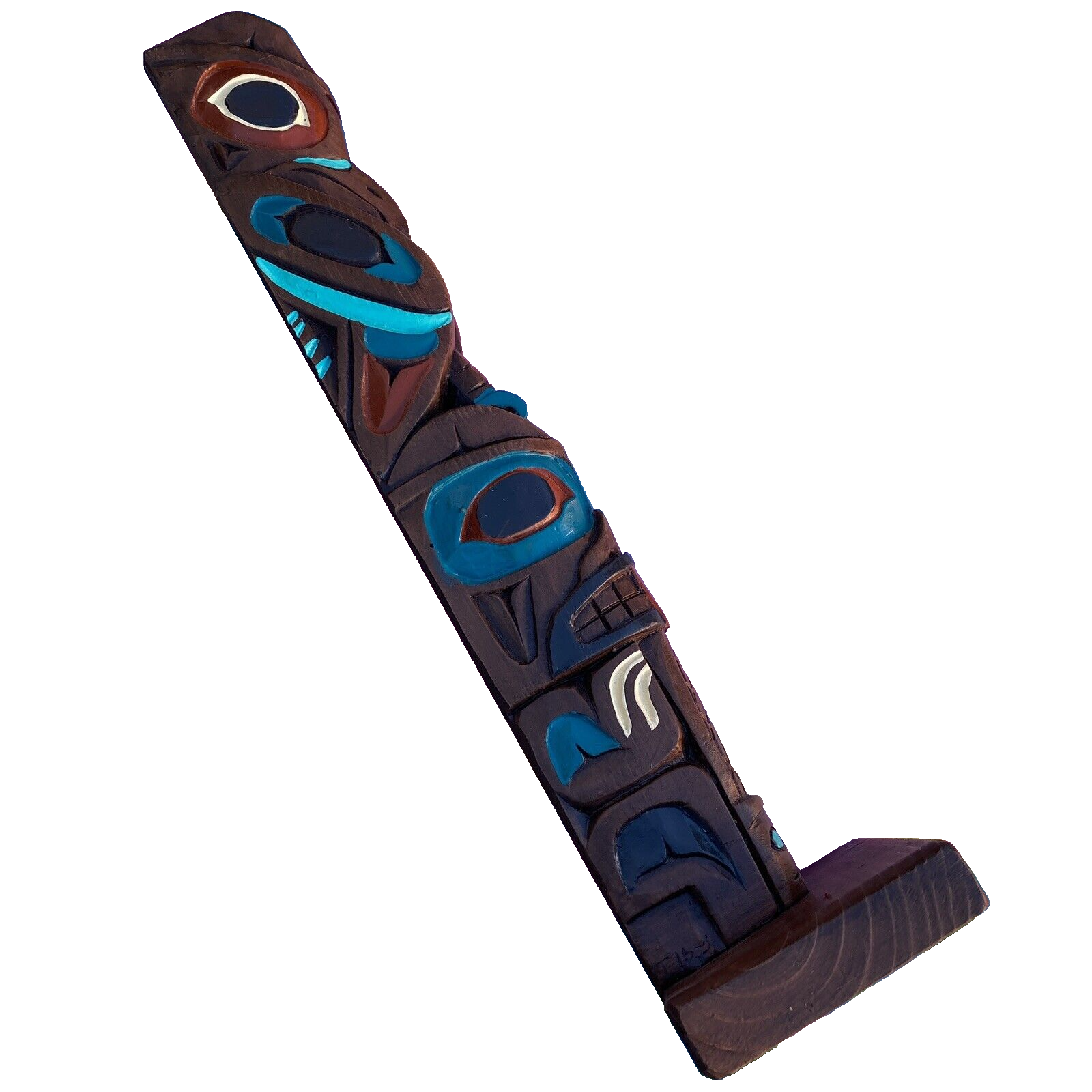 Kiana Of Alaska Carved Wood Hand Painted 16” Totem Pole eBay