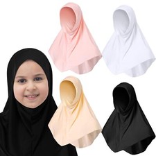 4 Pcs Hijab Muslim for Girls Kids Head Scarf Shawls Neck Wrap Kids Headscarf ...