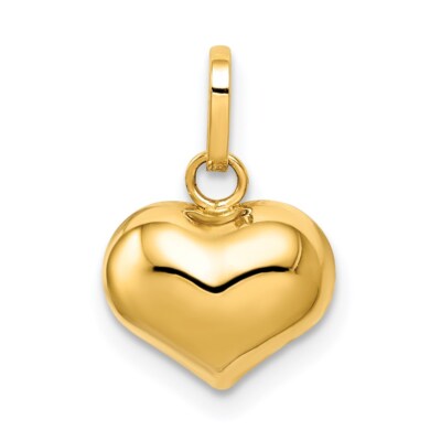 14k Gelbgold poliert gepufftes Herz Charm Anhänger Geschenk für Mutter