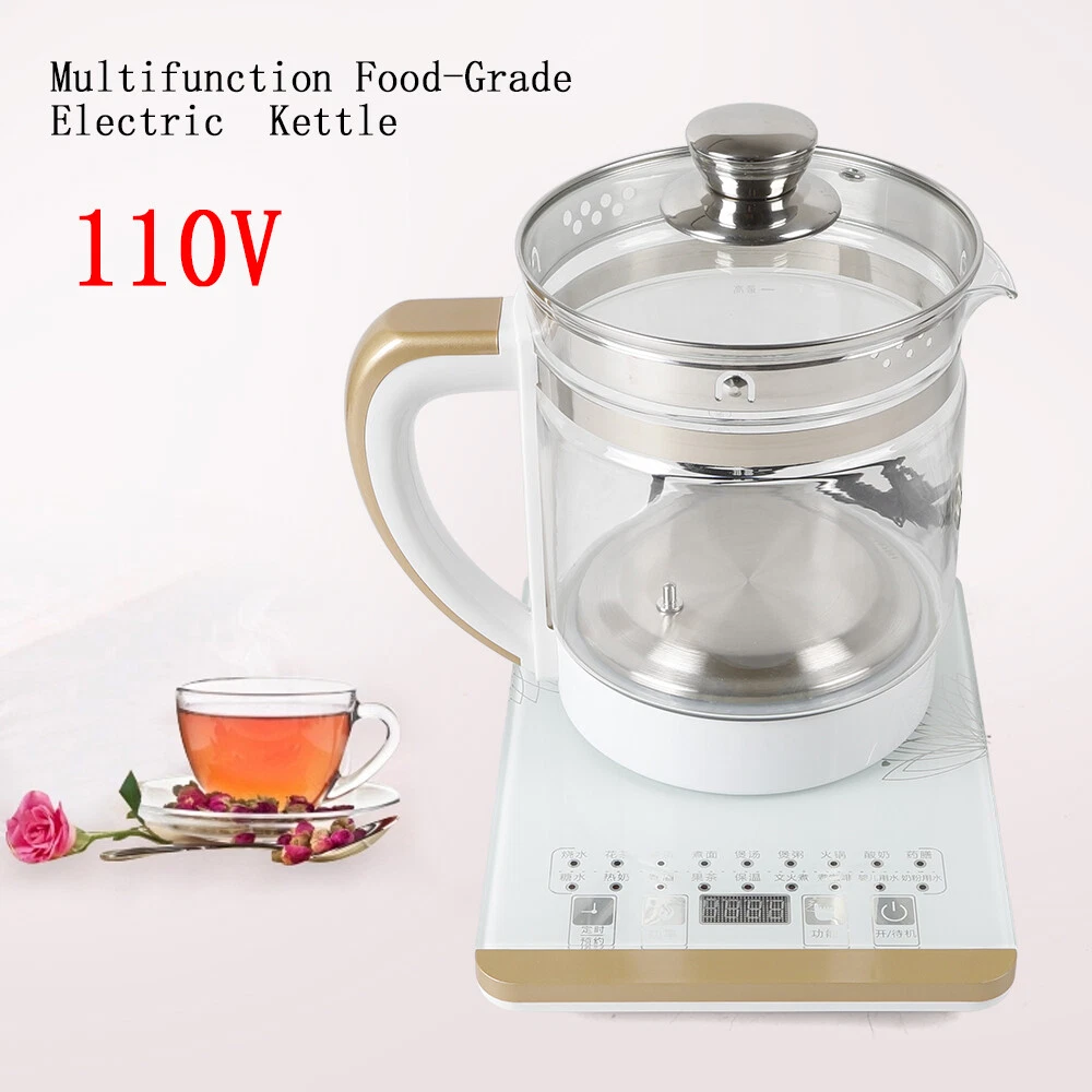 2L Glass Electric Kettle Stainless Steel Tea Kettle White W/ 18