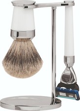 Erbe Solingen Shaving Set Series Paris Shaving Brush Badger Hair Silvertip Razor