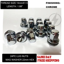 24 Chrome 14x1.5 OEM Factory Style Mag Lug Nuts For 2022 Toyota Tundra TRD 1794