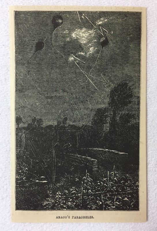 1880 magazine engraving~ ARAGO'S PARAGRELES vineyard lightning rods