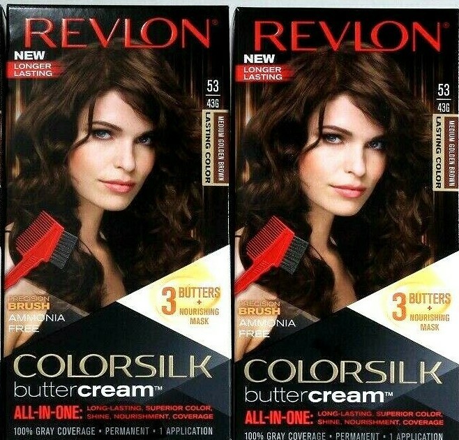 2 Revlon 53 43G Medium Golden Brown Vivid Hair Color Colorsilk Buttercream