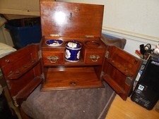 LOVELY QUALITY ANTIQUE OAK TABLE TOP SMOKERS CABINET/HUMIDOR