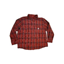 Carhartt Shirt Men's Size 2 Xl Red Plaid Flannel Button Down Long Sleeve Loose