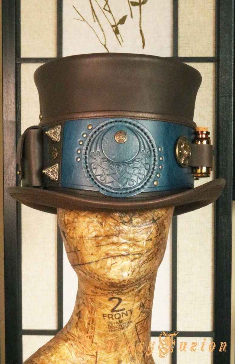 Witch Leather Top Hat Pockets Alchemist Glass Vials Sorcerer