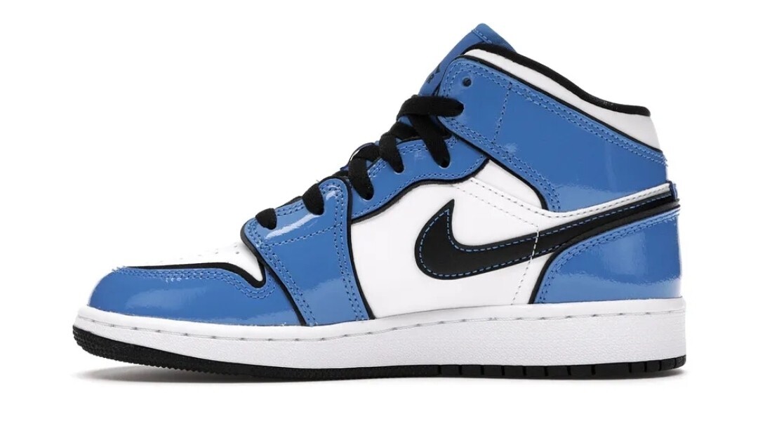 AIR JORDAN 1  MID SE シグナルブルー/白/黒 27cm Nike Air Jordan 1 Mid SE GS Signal Blue Black White BQ6931-402