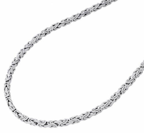 14K White Gold 2MM Solid Byzantine 